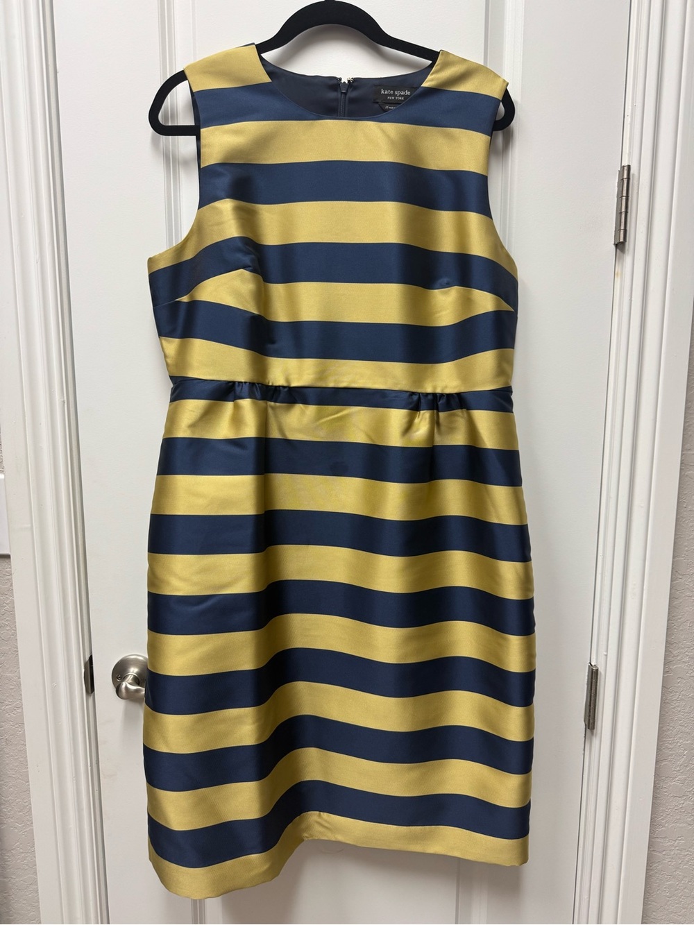kate spade Navy and Gold Stripe Tea Length Dress